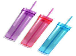 Foto van Huis inrichting 480ml skinny tumbler with straw 16oz acrylic water bottle bpa free clear plastic mot