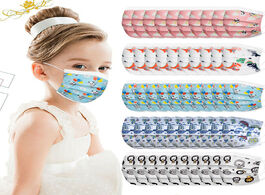Foto van Beveiliging en bescherming 50pcs cartoon kids disposable mask 3 layer child filter hygiene thicken c