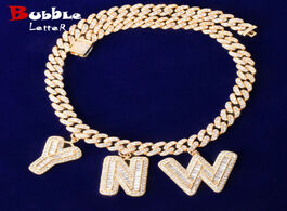 Foto van Sieraden custom name baguette letters with 10mm cuban chain pendants necklaces men s zircon hip hop 