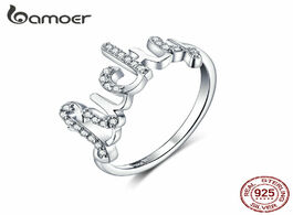 Foto van Sieraden bamoer silver 925 jewelry lucky letter finger rings for women clear cz sterling fine 2019 n