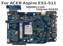 Foto van Computer kocoqin laptop motherboard for acer aspire es1 511 celeron n2830 mainboard nbmml1100 z5w1m 