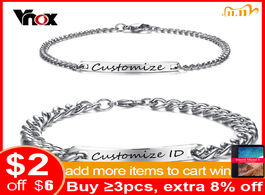 Foto van Sieraden vnox free engraving customized couple promise bracelet stainless steel charm id bracelets f