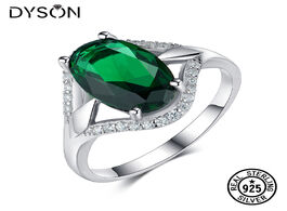 Foto van Sieraden dyson 925 sterling silver ring luxury created nano emerald with clear cubic zirconia rings 