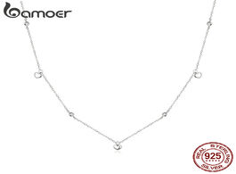 Foto van Sieraden bamoer sterling silver 925 pendant necklace for women chain plated platinum cz simple heart