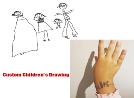 Foto van Sieraden custom kids drawing bracelet silver gold chain stainless steel customized actual children m