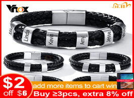 Foto van Sieraden vnox free custom engrave 2 6 pcs beads charm bff bracelets for men stylish braided genuine 
