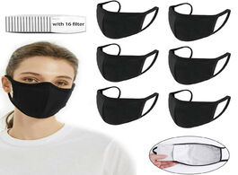 Foto van Beveiliging en bescherming 6pcs unisex reusable masks with 16 filters washable mouth mask windproof 