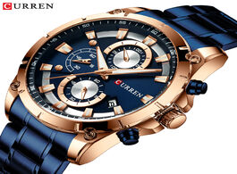 Foto van Horloge curren creative design watches men luxury quartz wristwatch with stainless steel chronograph