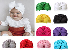 Foto van Baby peuter benodigdheden big bow soft nylon headbands flower print turban hairband oversize bunny h
