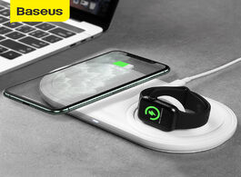 Foto van Telefoon accessoires baseus 2 in 1 fast wireless charger pad multi angle charging for apple watch 5 