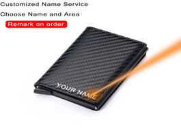 Foto van Tassen customize carbon fiber card holder wallets men personalized rfid black magic trifold leather 