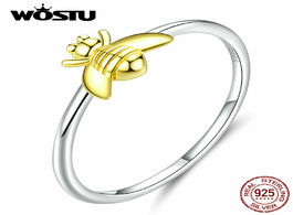 Foto van Sieraden wostu 100 real 925 sterling silver lovely bees ring for women gold color wedding rings enga