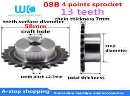 Foto van Bevestigingsmaterialen 1pc table wheel industrial sprocket 08b 13 tooth with chain 4 points pitch 12