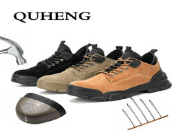 Foto van Schoenen quheng outdoor sneakers puncture proof boots comfortable industrial shoes men s steel toe w