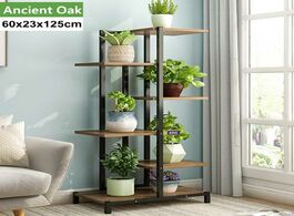 Foto van Meubels 5 tiers wooden iron bookshelf plant rack display shelf home indoor outdoor yard garden patio