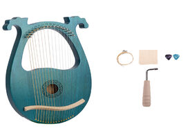 Foto van Sport en spel lyre harp 16 string mahogany body instrument with tuning wrench and spare strings