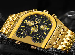 Foto van Horloge temeite quartz mens watches top brand luxury golden clock 3 time zone date stainless steel s
