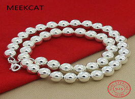 Foto van Sieraden meekcat 925 sterling silver 10mm hollow smooth bead ball beaded necklace for women men enga