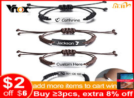 Foto van Sieraden vnox handmade braided rope bracelets for boys kids stainless steel id bar bangle children a