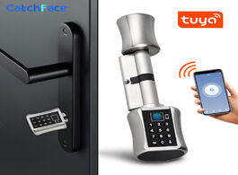 Foto van Beveiliging en bescherming bluetooth fingerprint cylinder lock tuya app biometric electronic smart d