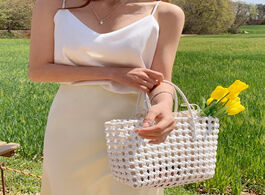 Foto van Tassen large capacity straw bag wild woven cloth basket hand portable female beach