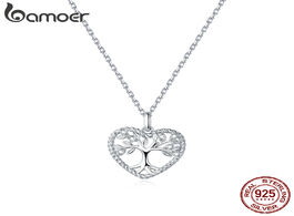 Foto van Sieraden bamoer 925 sterling silver radiant clear cz tree of life heart pendant necklace for women f