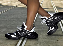 Foto van Schoenen 2020 spring women s chunky sneakers fashion platform shoes leather mesh lace up vulcanize f