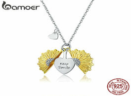 Foto van Sieraden bamoer gold color sunflower locket box pendant necklace for women 925 sterling silver daisy
