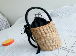 Foto van Tassen firmranch 2020 handmade bohemian woven bag silk scarf bucket straw seaside vacation all match
