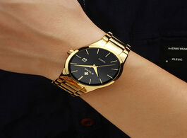 Foto van Horloge relojes hombre 2020 wwoor gold watch men luxury mens quartz wristwatch business stainless st