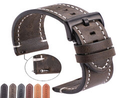 Foto van Horloge vintage genuine leather watchbands 7 colors belt 18mm 20mm 22mm 24mm women men cowhide watch