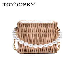 Foto van Tassen toyoosky pearl handle woven tote bag 2020 summer new high quality straw women s designer hand