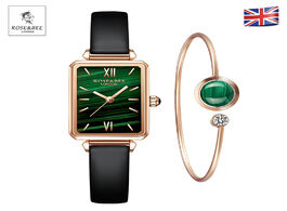 Foto van Horloge 1 set bracelet watch genuine leather strap green malachite japan quartz lady first layer cow