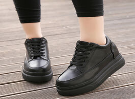 Foto van Schoenen wedge black sneakers women shoes new spring autumn waterproof platform increased single hig