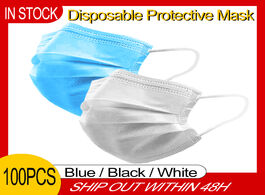 Foto van Beveiliging en bescherming 100pcs one use 3 ply masks for face protection anti dust droplet mouth ma