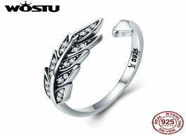 Foto van Sieraden wostu new 925 sterling silver vintage style leaves clear cz adjustable rings for women fash