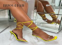 Foto van Schoenen summer high 10.5cm heels women pumps ankle cross strap sandals shoes woman ladies peep toe 