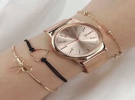 Foto van Horloge 4pcs women watches luxury wrist watch relogio feminino clock for milanese steel lady rose go