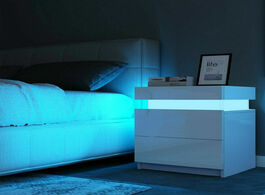 Foto van Meubels modern led night table with 2 drawers organizer storage cabinet bedside home bedroom furnitu
