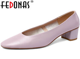 Foto van Schoenen fedonas elegant concise top 2020 shoes for women genuine leather high heels pumps summer sh