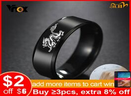 Foto van Sieraden vnox cool chinese dragon ring for men personalized engraving 8mm black stainless steel punk