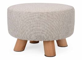 Foto van Meubels new living room luxury upholstered footstool nordic round pouffe stool wooden leg pattern fa