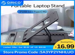 Foto van Computer orico tablet laptop holder stand height adjustable 3 ports usb3.0 docking station with pd c