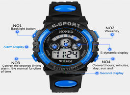 Foto van Horloge reloj ni a digital child watches waterproof children boy led quartz alarm date sports wristw
