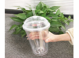 Foto van Huis inrichting 20oz milk tumbler with dome lids double wall plastic drink cups straw reusable clear