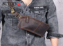 Foto van Tassen aetoo simple casual crazy horse leather chest bag first layer cowhide shoulder mobile phone b