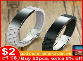 Foto van Sieraden vnox men silicone sport bracelets for male custom engraving stainless steel identification 