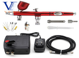 Foto van Gereedschap dual action airbrush compressor kit 0.2 0.3mm air brush spray gun cleaning tool for make