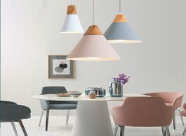 Foto van Lampen verlichting nordic modern led wood yellow white grey black pink blue green pendant light cafe
