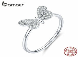 Foto van Sieraden bamoer authentic 925 sterling silver clear cz butterfly finger rings for women wedding stat